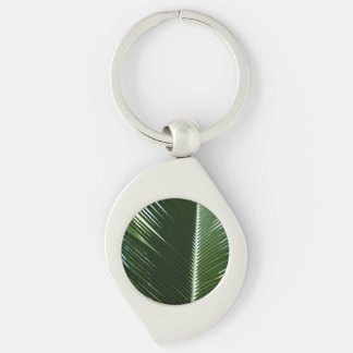 Overlapping Palm Fronds Tropical Green Abstract Keychain