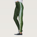 Overlapping Palm Fronds Tropical Green Abstract Leggings