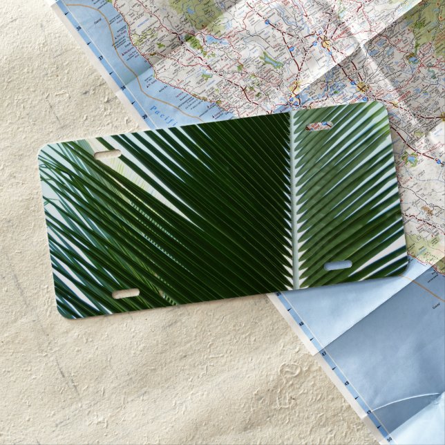 Overlapping Palm Fronds Tropical Green Abstract License Plate (In Situ)