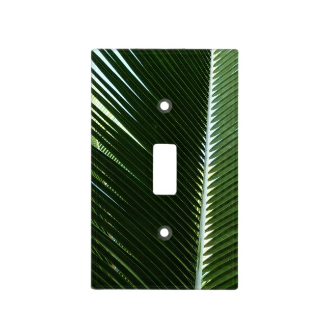 Overlapping Palm Fronds Tropical Green Abstract Light Switch Cover (Front)