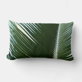 Overlapping Palm Fronds Tropical Green Abstract Lumbar Pillow