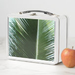 Overlapping Palm Fronds Tropical Green Abstract Metal Lunch Box