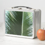 Overlapping Palm Fronds Tropical Green Abstract Metal Lunch Box