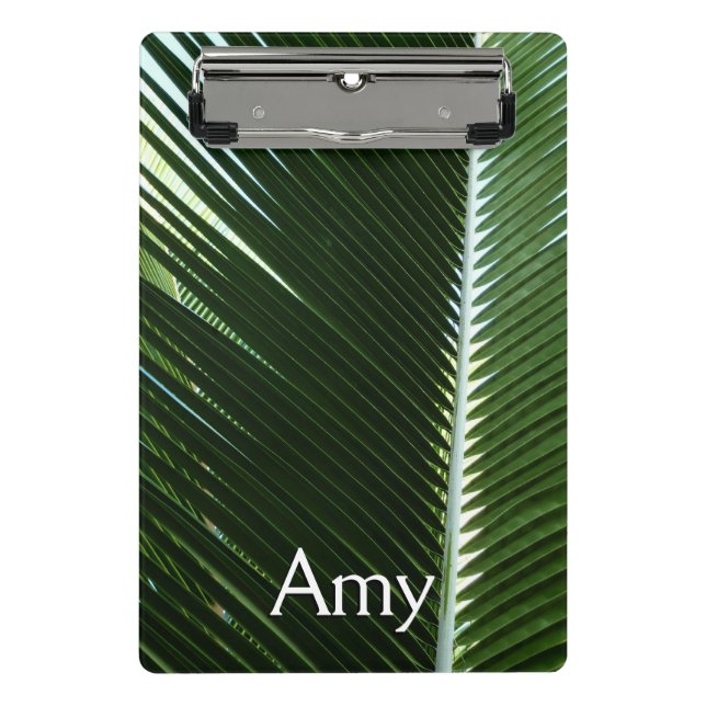 Overlapping Palm Fronds Tropical Green Abstract Mini Clipboard (Front)