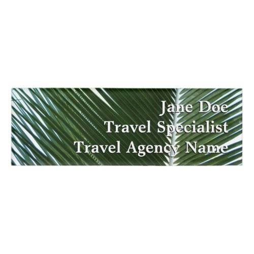 Overlapping Palm Fronds Tropical Green Abstract Name Tag