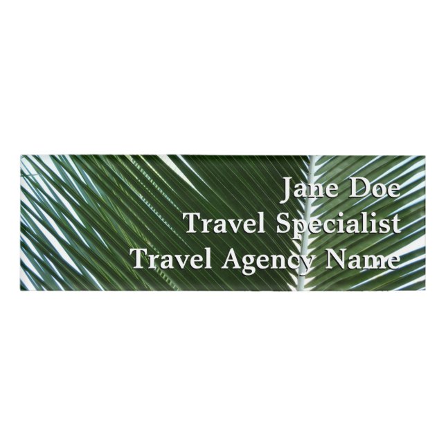 Overlapping Palm Fronds Tropical Green Abstract Name Tag (Front)