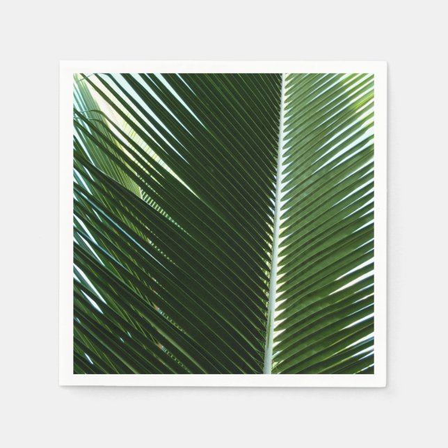 Overlapping Palm Fronds Tropical Green Abstract Napkins (Front)