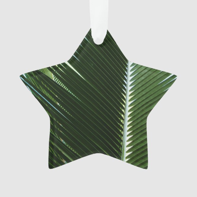 Overlapping Palm Fronds Tropical Green Abstract Ornament (Front)