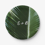Overlapping Palm Fronds Tropical Green Abstract Paper Plate