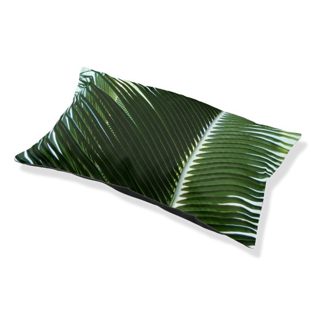 Overlapping Palm Fronds Tropical Green Abstract Pet Bed (Angled)
