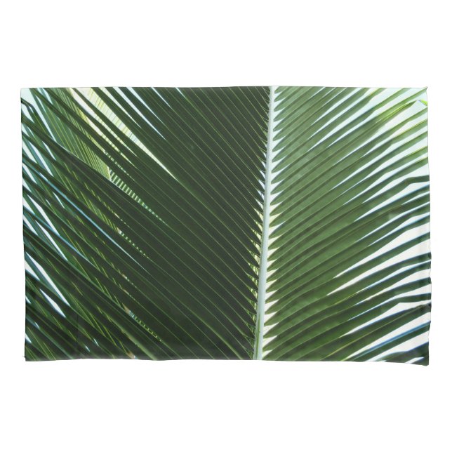 Overlapping Palm Fronds Tropical Green Abstract Pillow Case (Front)