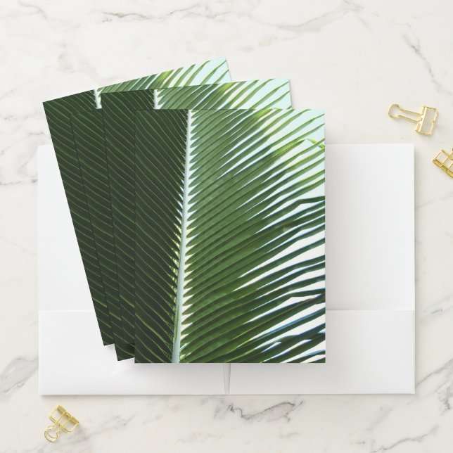 Overlapping Palm Fronds Tropical Green Abstract Pocket Folder (In Situ)