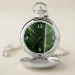 Overlapping Palm Fronds Tropical Green Abstract Pocket Watch