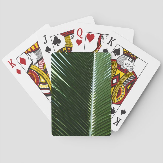 Overlapping Palm Fronds Tropical Green Abstract Poker Cards (Back)