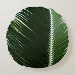 Overlapping Palm Fronds Tropical Green Abstract Round Pillow