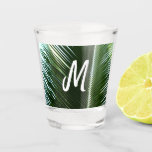 Overlapping Palm Fronds Tropical Green Abstract Shot Glass