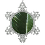 Overlapping Palm Fronds Tropical Green Abstract Snowflake Pewter Christmas Ornament