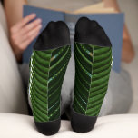 Overlapping Palm Fronds Tropical Green Abstract Socks