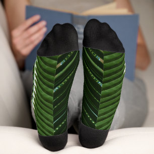 Overlapping Palm Fronds Tropical Green Abstract Socks