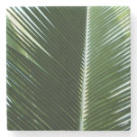 Overlapping Palm Fronds Tropical Green Abstract Stone Coaster