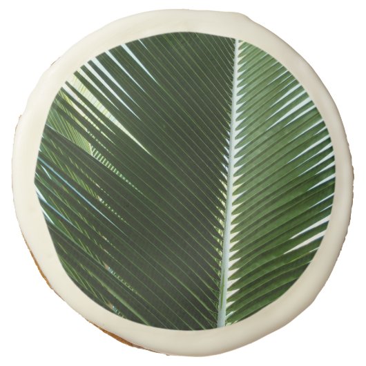 Overlapping Palm Fronds Tropical Green Abstract Sugar Cookie (Front)