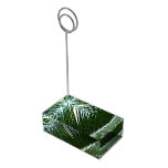 Overlapping Palm Fronds Tropical Green Abstract Table Number Holder