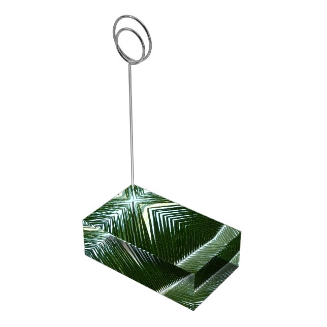 Overlapping Palm Fronds Tropical Green Abstract Table Number Holder (Corner)