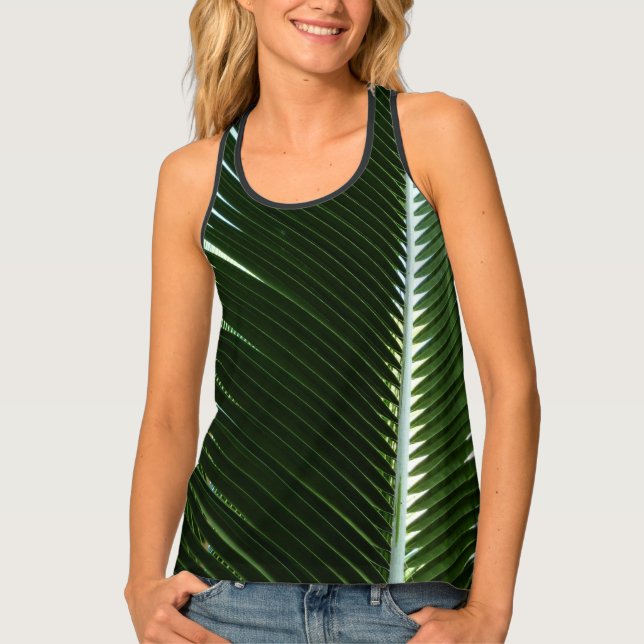 Overlapping Palm Fronds Tropical Green Abstract Tank Top (Front)