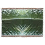Overlapping Palm Fronds Tropical Green Abstract Throw Blanket