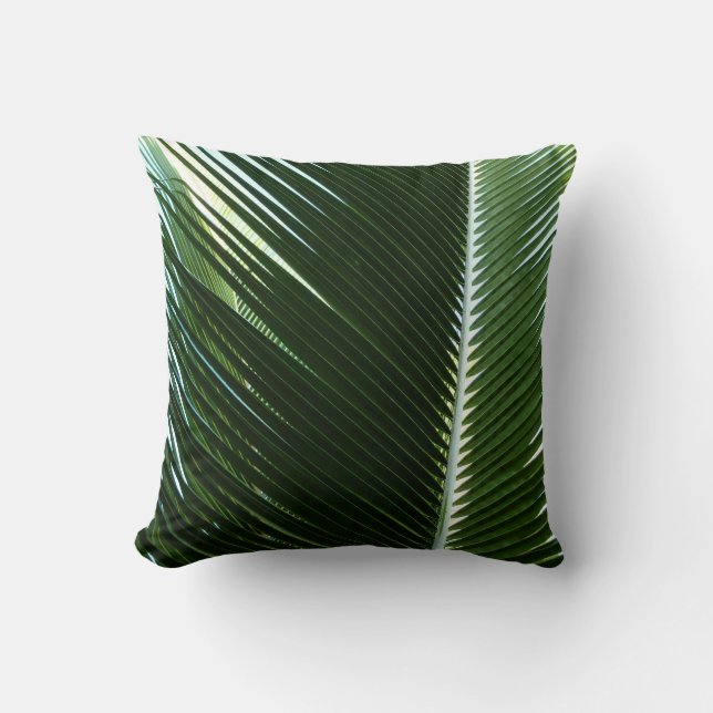 Overlapping Palm Fronds Tropical Green Abstract Throw Pillow (Front)