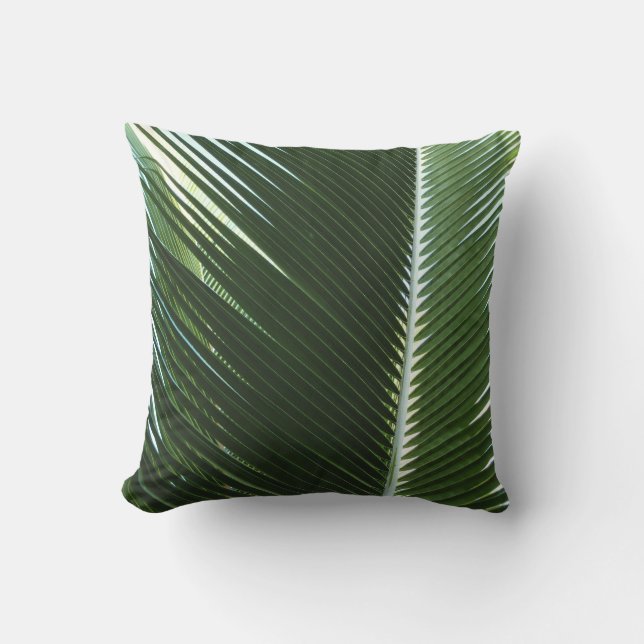Overlapping Palm Fronds Tropical Green Abstract Throw Pillow (Front)