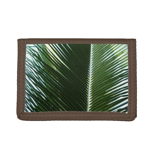 Overlapping Palm Fronds Tropical Green Abstract Trifold Wallet (Front)