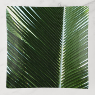 Overlapping Palm Fronds Tropical Green Abstract Trinket Tray