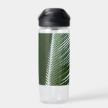Overlapping Palm Fronds Tropical Green Abstract Water Bottle