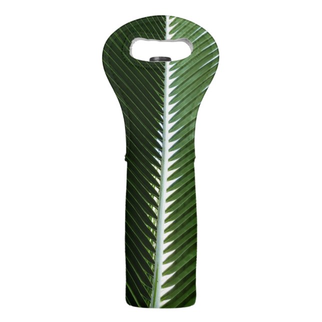 Overlapping Palm Fronds Tropical Green Abstract Wine Bag (Front)