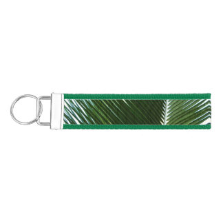 Overlapping Palm Fronds Tropical Green Abstract Wrist Keychain