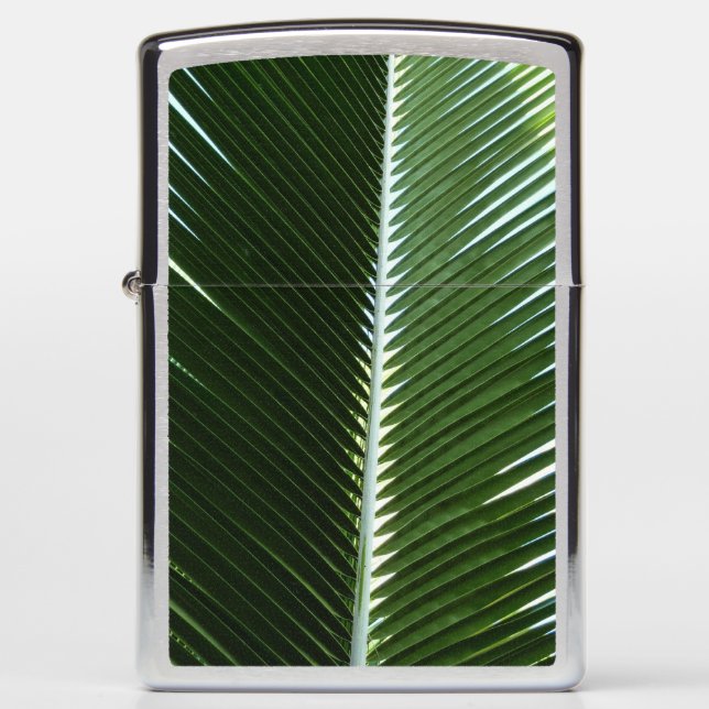 Overlapping Palm Fronds Tropical Green Abstract Zippo Lighter (Front)