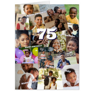 Overlapping Photos Collage Template Happy Birthday Card