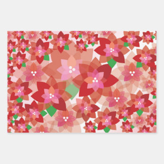 Overlapping Poinsettias Wrapping Paper Sheets
