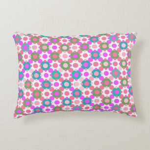Overlapping Polka Dots in Pink and Green Accent Pillow