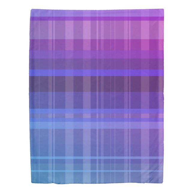 Overlapping Purple Blue Pink Stripes Duvet Cover (Front)