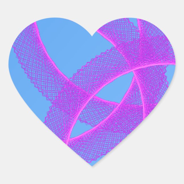 overlapping purple ring in blue color background heart sticker (Front)