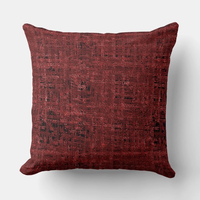 Overlapping red small  squares paint-drenched throw pillow (Front)
