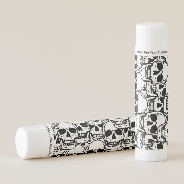 Overlapping skulls lip balm (Front)