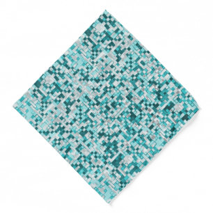 Overlapping small squares in greenish cyan shades bandana