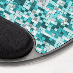 Overlapping small squares in greenish cyan tones gel mouse pad