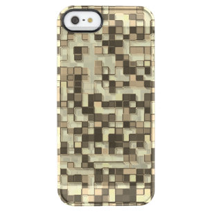 Overlapping small squares in tones brown to beige clear iPhone SE/5/5s case
