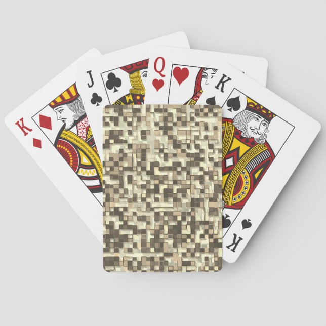 Overlapping small squares in tones of brown beige poker cards (Back)