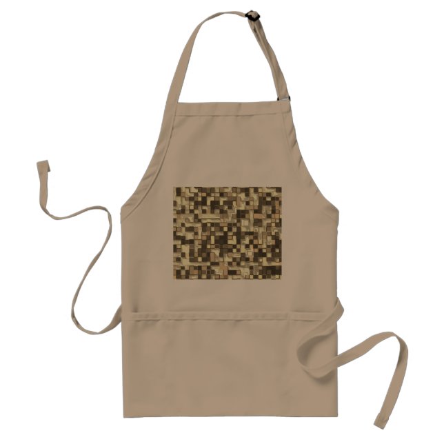 Overlapping small squares, tones of beige to brown adult apron (Front)