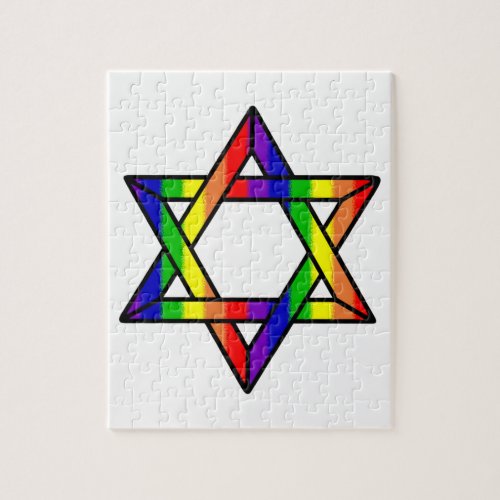 Overlapping Star of David Rainbow Zazzlepng Jigsaw Puzzle